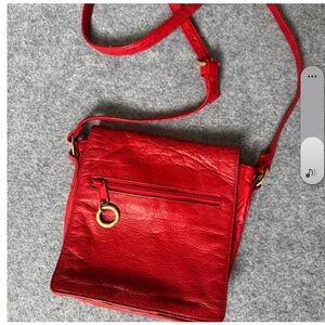 Cute Red Leather Crossbody Bag